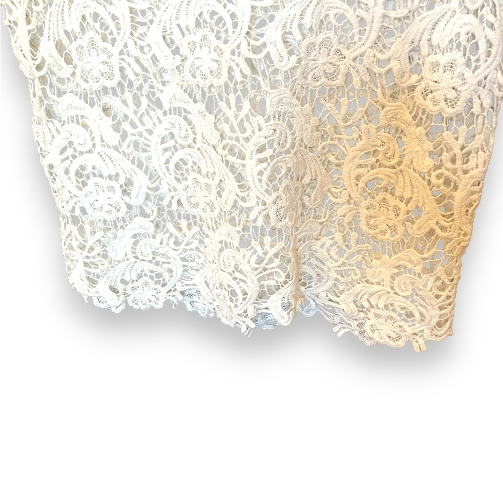 INC International Concepts Cream Cotton Lacy Crop Top M - Picture 4 of 7